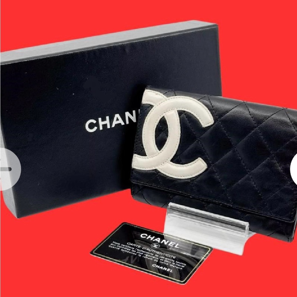 CHANEL Cambon Line CC Bifold Wallet calfskin Black with box